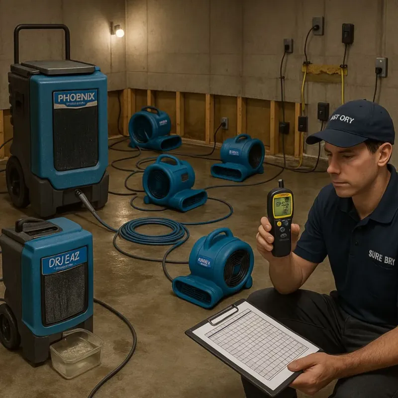 Structural Drying and Dehumidification process in Chisago City, MN